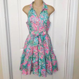 Lilly Pulitzer "Spotted on Worth" Trisha Stretch Shirtdress - Size 10